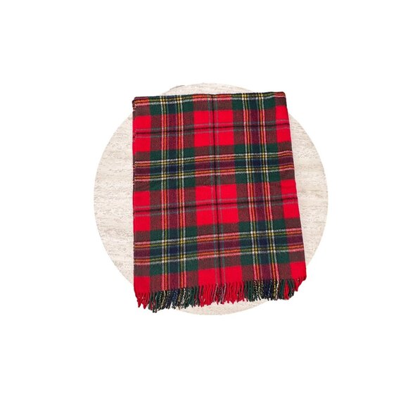 Hilltop Other - Hilltop Scottish Wool Blanket Tartan Plaid Red Green Vintage Yellow Vintage
